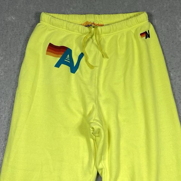 Aviator Nation Sweatpants Joggers Big Logo Women’s Size Large Neon Yellow - Picture 2 of 12